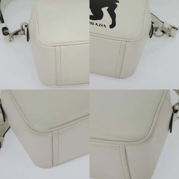 PRADA Shoulder Bag Leather White Silver - Picture 10 of 13